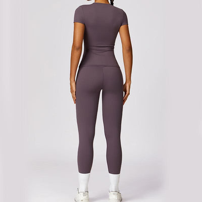 Buddha Stones Women Short Sleeve T-Shirt Top High Waist Leggings Pants For Sports Yoga - image 48