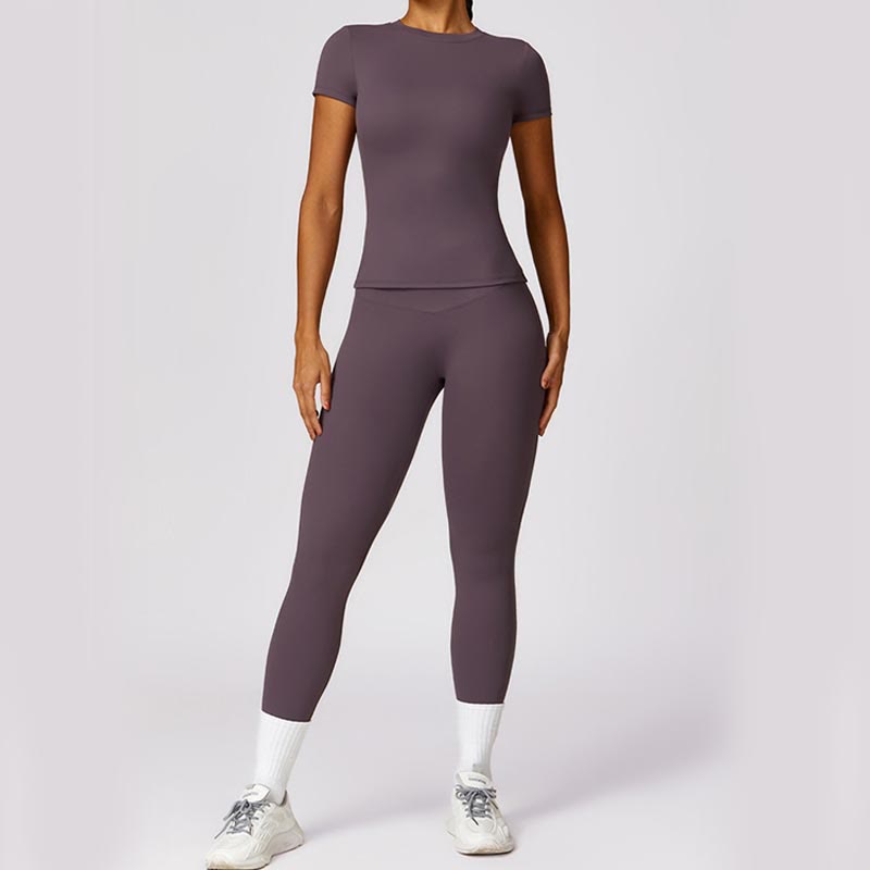 Buddha Stones Women Short Sleeve T-Shirt Top High Waist Leggings Pants For Sports Yoga - image 47