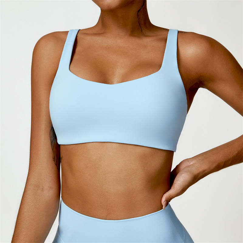Buddha Stones Gym Sports Yoga Backless Bra Crop Tank Top Shorts - Blue - Top - US6，UK/AU10，EU38 (XL) - image 12