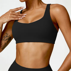 Buddha Stones Gym Sports Yoga Backless Bra Crop Tank Top Shorts - Black - Top - US6，UK/AU10，EU38 (XL) - image 0