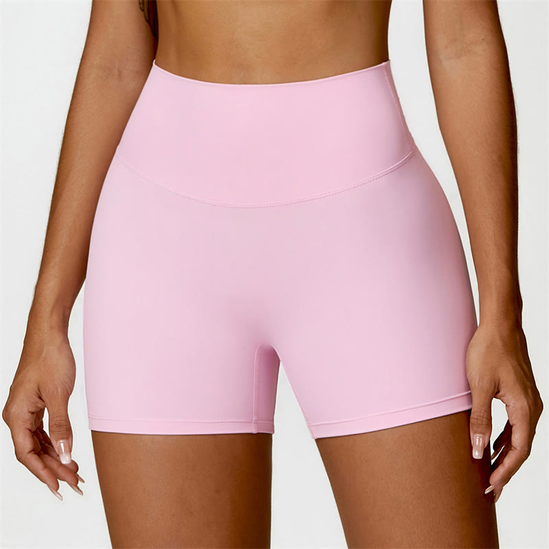 Buddha Stones Gym Sports Yoga Backless Bra Crop Tank Top Shorts - Pink - Shorts - US6，UK/AU10，EU38 (XL) - image 43