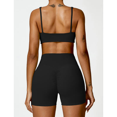 Buddha Stones Gym Sports Yoga Backless Bra Crop Tank Top Shorts - image 3