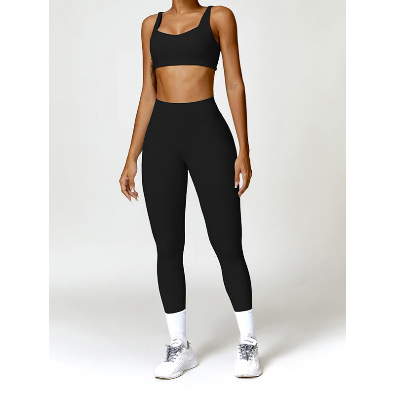 Buddha Stones Gym Sports Yoga Backless Bra Crop Tank Top Shorts - image 4