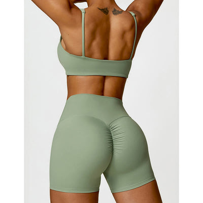 Buddha Stones Gym Sports Yoga Backless Bra Crop Tank Top Shorts - image 34