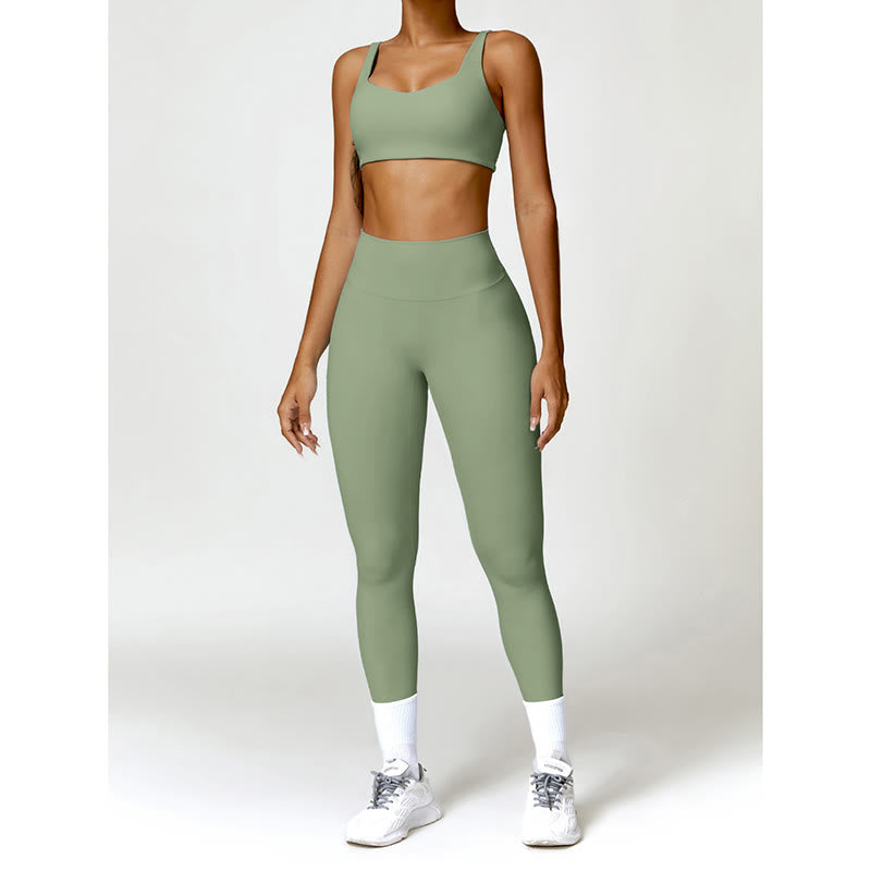 Buddha Stones Gym Sports Yoga Backless Bra Crop Tank Top Shorts - image 27