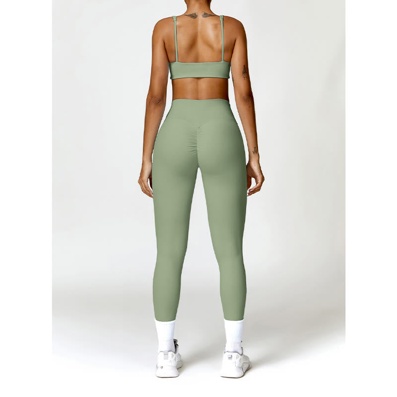 Buddha Stones Gym Sports Yoga Backless Bra Crop Tank Top Shorts - image 28