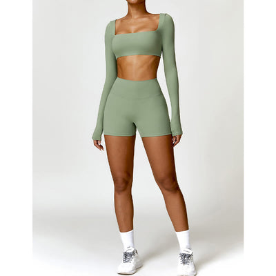 Buddha Stones Gym Sports Yoga Backless Bra Crop Tank Top Shorts - image 35