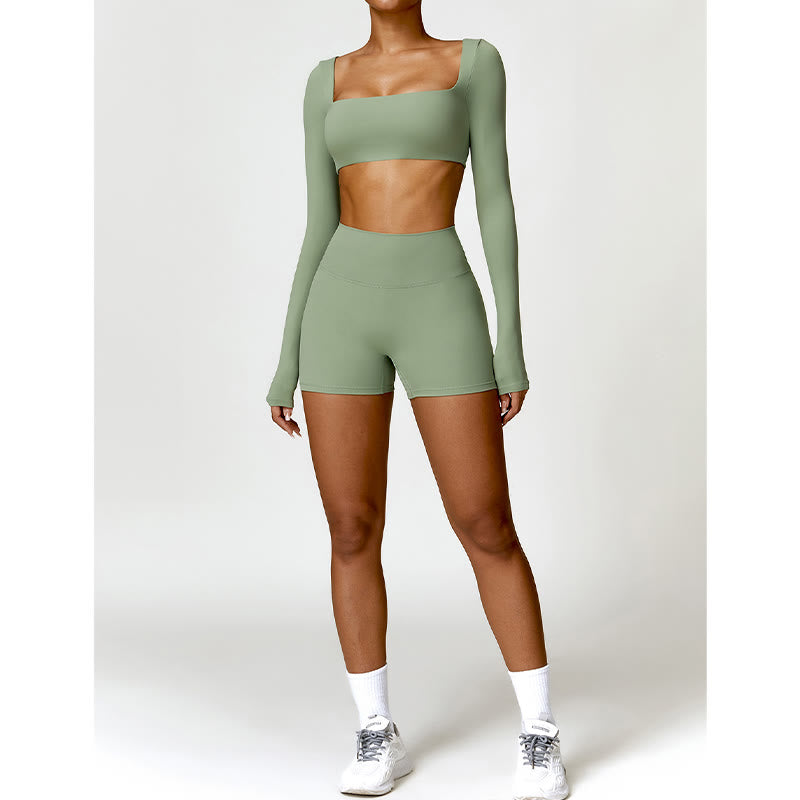 Buddha Stones Gym Sports Yoga Backless Bra Crop Tank Top Shorts - image 35