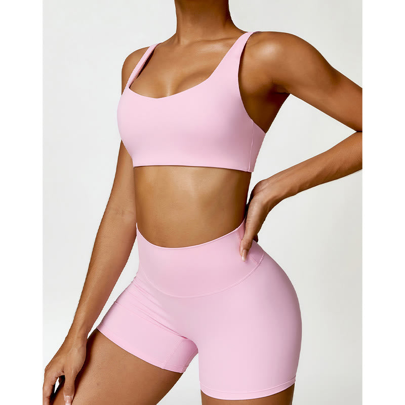 Buddha Stones Gym Sports Yoga Backless Bra Crop Tank Top Shorts - image 38