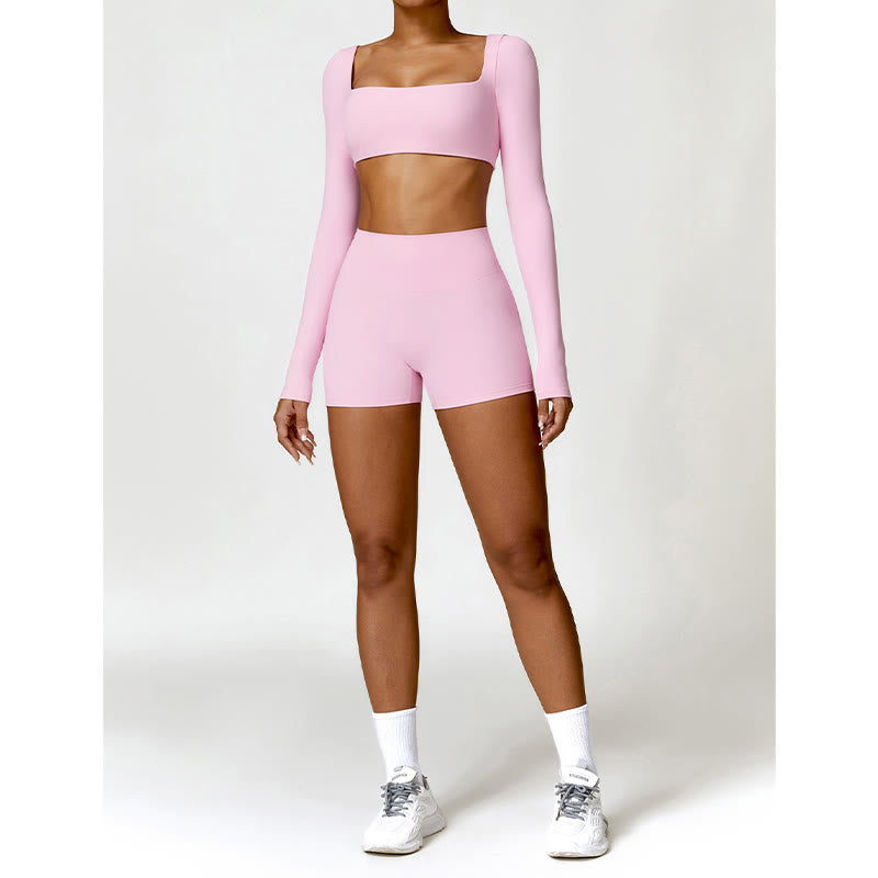 Buddha Stones Gym Sports Yoga Backless Bra Crop Tank Top Shorts - image 47