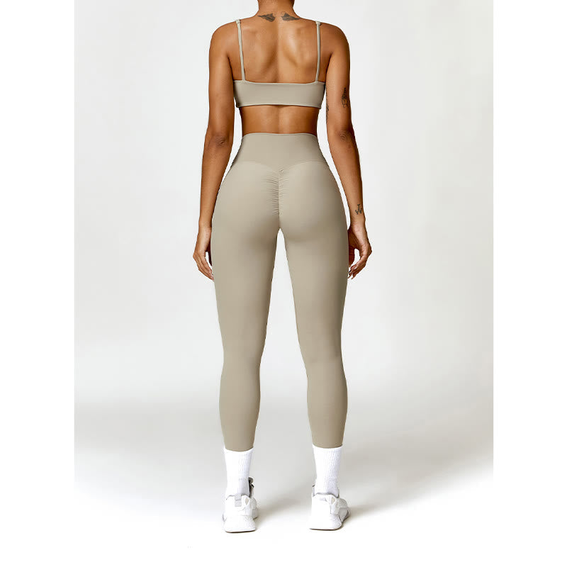 Buddha Stones Gym Sports Yoga Backless Bra Crop Tank Top Shorts - image 60