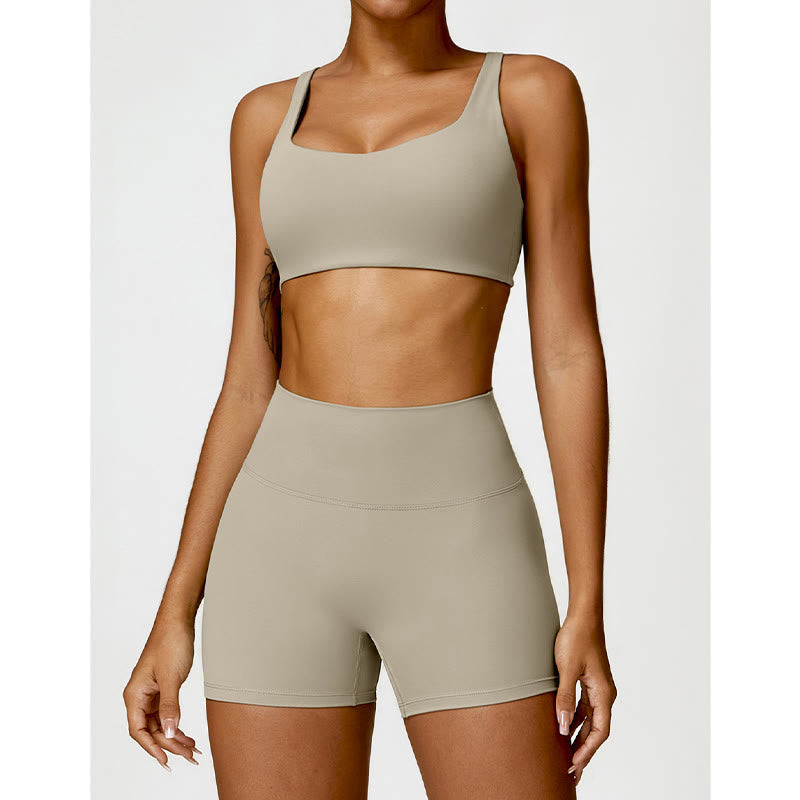 Buddha Stones Gym Sports Yoga Backless Bra Crop Tank Top Shorts - image 51