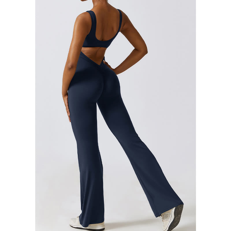 Buddha Stones Women Workout Sleeveless Jumpsuit Flare Pants Sports Fitness Yoga Bodysuit - image 22