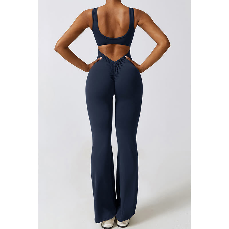 Buddha Stones Women Workout Sleeveless Jumpsuit Flare Pants Sports Fitness Yoga Bodysuit - image 25