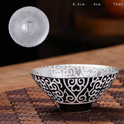 Tasse à thé en céramique Foviel motif Tibet caractère Fu, tasse à thé Kung Fu 55 ml