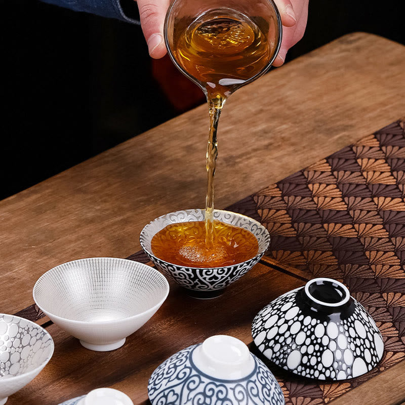Foviel Tibet Pattern Fu Character Ceramic Teacup Kung Fu Tea Cups 55ml