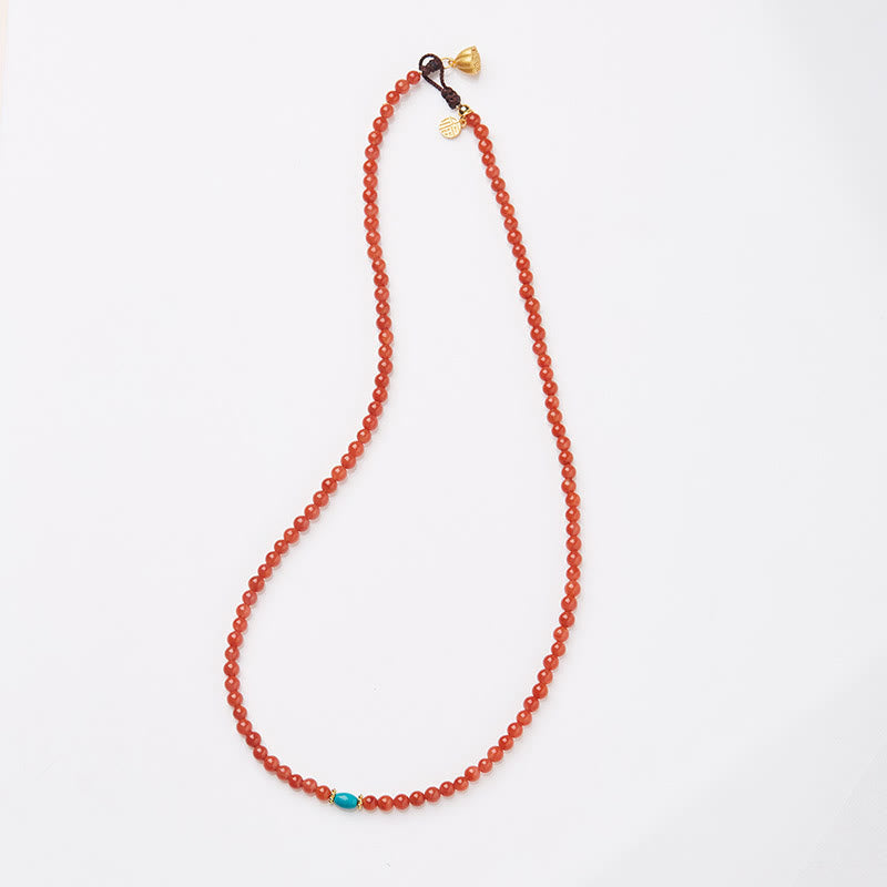 Ensemble Foviel composé d'un collier, d'un pendentif et d'une bague en argent sterling 925 plaqué or avec agate rouge naturelle et turquoise, bracelet de confiance