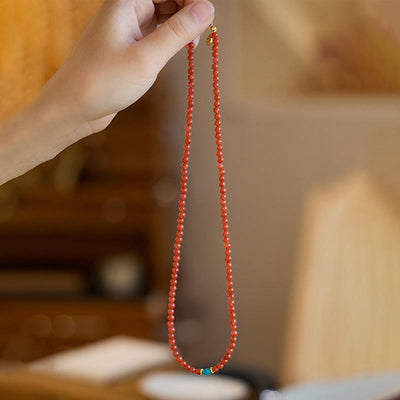 Ensemble Foviel composé d'un collier, d'un pendentif et d'une bague en argent sterling 925 plaqué or avec agate rouge naturelle et turquoise, bracelet de confiance
