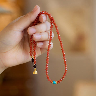 Ensemble Foviel composé d'un collier, d'un pendentif et d'une bague en argent sterling 925 plaqué or avec agate rouge naturelle et turquoise, bracelet de confiance
