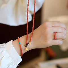 Ensemble Foviel composé d'un collier, d'un pendentif et d'une bague en argent sterling 925 plaqué or avec agate rouge naturelle et turquoise, bracelet de confiance