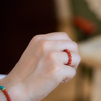 Ensemble Foviel composé d'un collier, d'un pendentif et d'une bague en argent sterling 925 plaqué or avec agate rouge naturelle et turquoise, bracelet de confiance