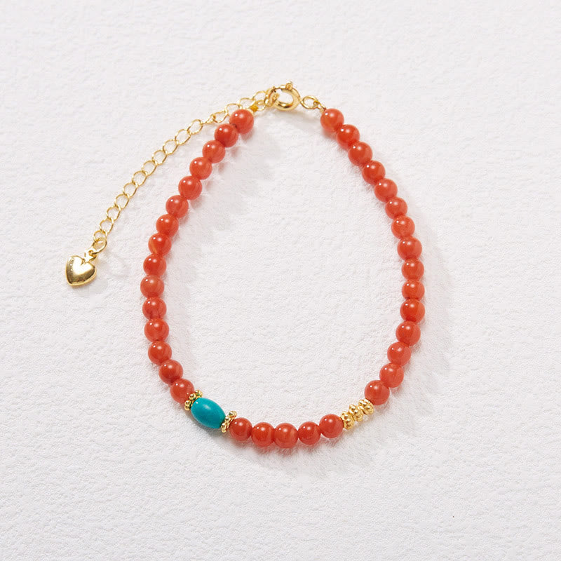 Ensemble Foviel composé d'un collier, d'un pendentif et d'une bague en argent sterling 925 plaqué or avec agate rouge naturelle et turquoise, bracelet de confiance