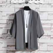 Foviel Solid Color Open Front Jacket Men's Kimono