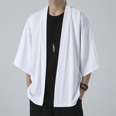 Buddha Stones Solid Color Open Front Jacket Men's Kimono - image 11
