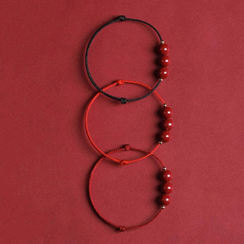 Buddha Stones Natural Lucky Cinnabar Bead Blessing String Bracelet Anklet Bracelet BS 28