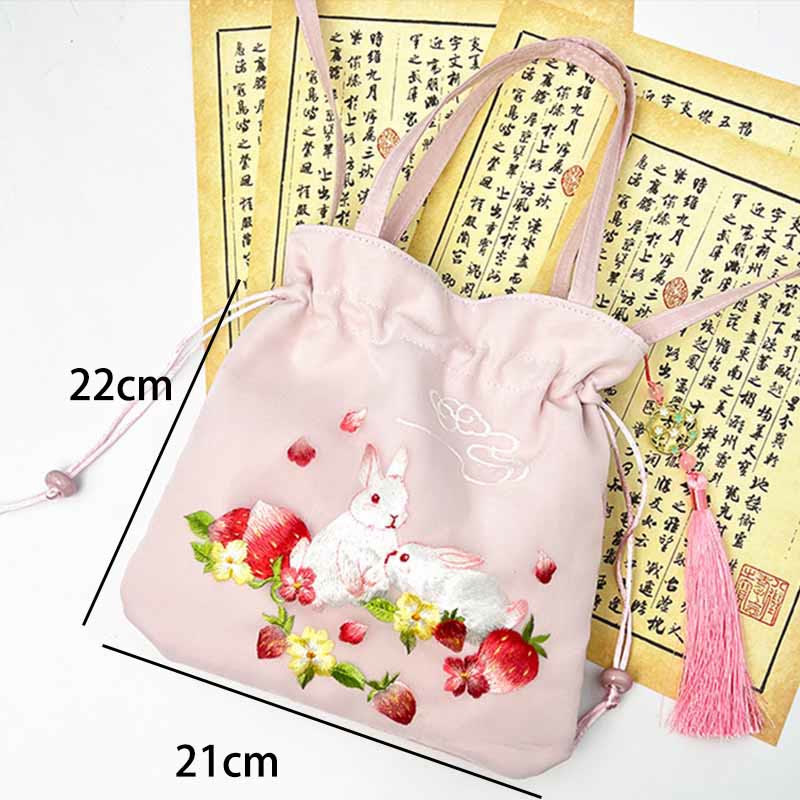 Buddha Stones Suzhou Embroidery Lotus Deer Epiphyllum Peony Rabbit Cotton Linen Tote Crossbody Bag Shoulder Bag Handbag - image 19