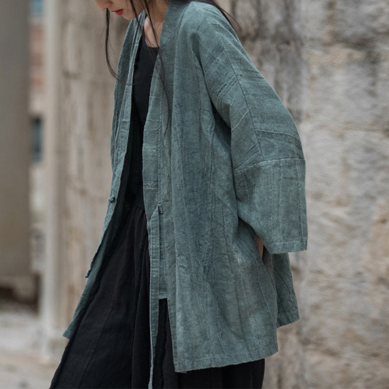 Veste Foviel à lacets style tie-dye, haut de méditation zen ouvert sur le devant