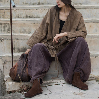 Veste Foviel à lacets style tie-dye, haut de méditation zen ouvert sur le devant