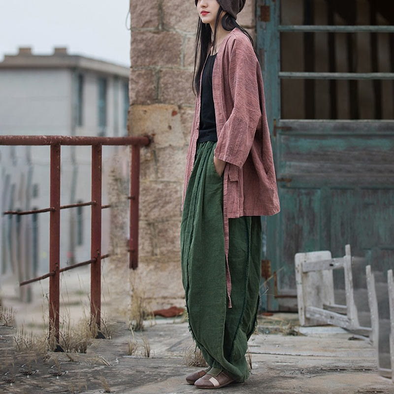 Veste Foviel à lacets style tie-dye, haut de méditation zen ouvert sur le devant