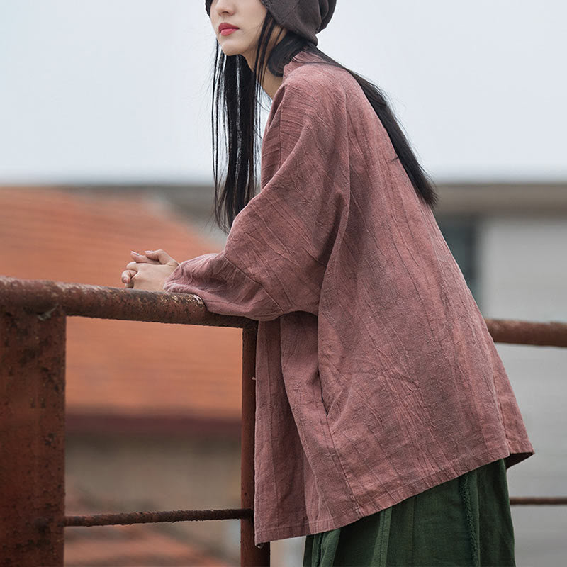 Veste Foviel à lacets style tie-dye, haut de méditation zen ouvert sur le devant