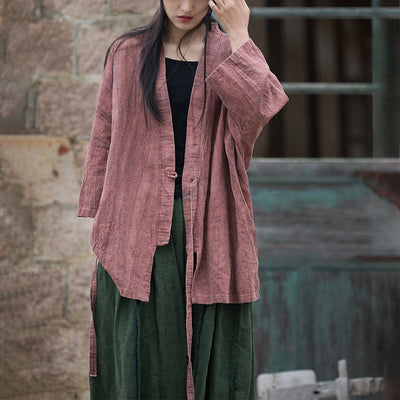 Veste Foviel à lacets style tie-dye, haut de méditation zen ouvert sur le devant