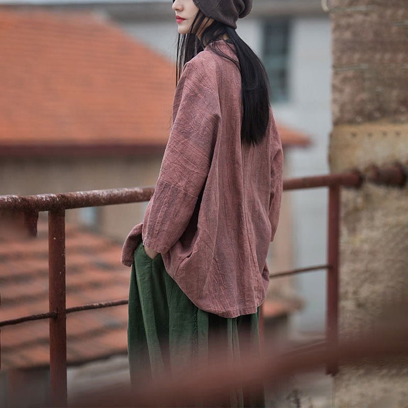 Veste Foviel à lacets style tie-dye, haut de méditation zen ouvert sur le devant