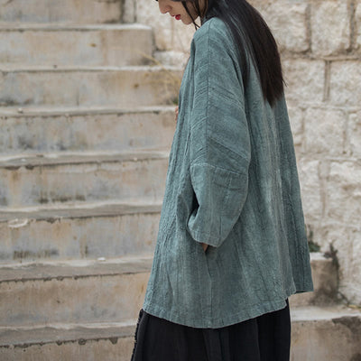 Veste Foviel à lacets style tie-dye, haut de méditation zen ouvert sur le devant