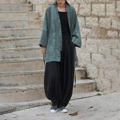 Veste Foviel à lacets style tie-dye, haut de méditation zen ouvert sur le devant