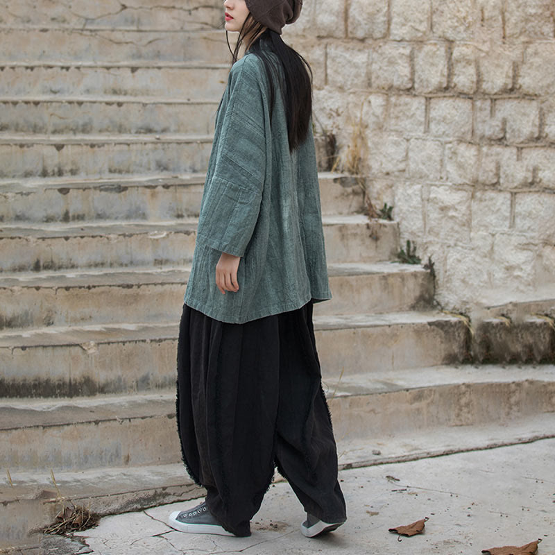 Veste Foviel à lacets style tie-dye, haut de méditation zen ouvert sur le devant