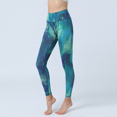 Legging de sport taille haute pour femme avec imprimé feuilles Foviel, pantalon de yoga