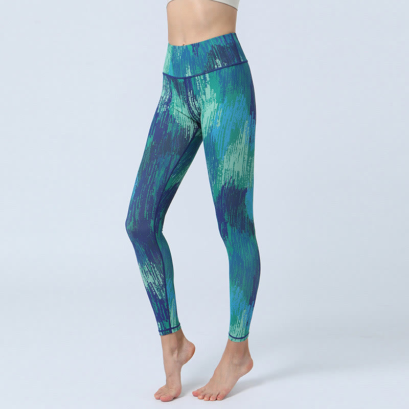 Legging de sport taille haute pour femme avec imprimé feuilles Foviel, pantalon de yoga