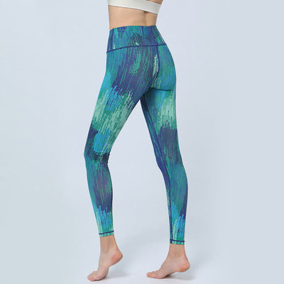 Legging de sport taille haute pour femme avec imprimé feuilles Foviel, pantalon de yoga