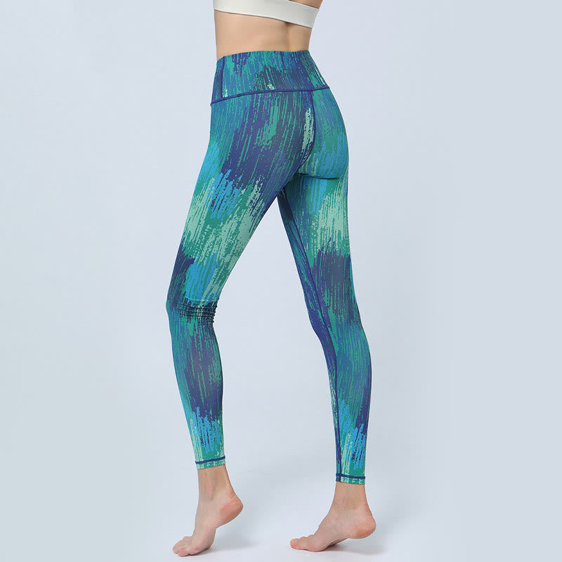Legging de sport taille haute pour femme avec imprimé feuilles Foviel, pantalon de yoga