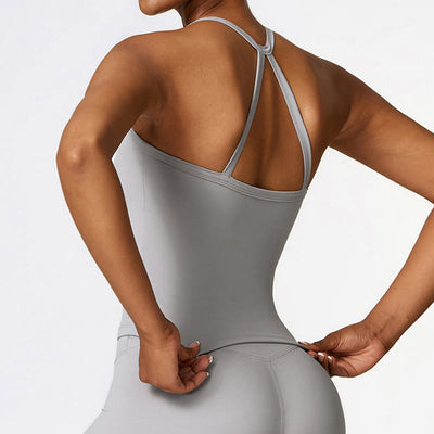 Buddha Stones Solid Color Crop Tank Top High Waist Shorts Sports Fitness Gym Yoga Outfits - image 26