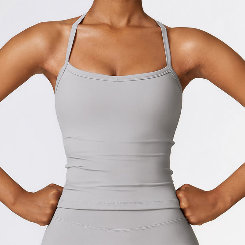 Buddha Stones Solid Color Crop Tank Top High Waist Shorts Sports Fitness Gym Yoga Outfits - image 31