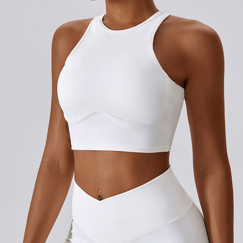 Foviel Sleeveless Crop Tank Top Flared Pants Sports Fitness Yoga