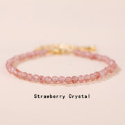 Foviel Strawberry Quartz Prehnite Peridot Lazurite Lapis Lazuli Pink Crystal Tourmaline Healing Chain Bracelet
