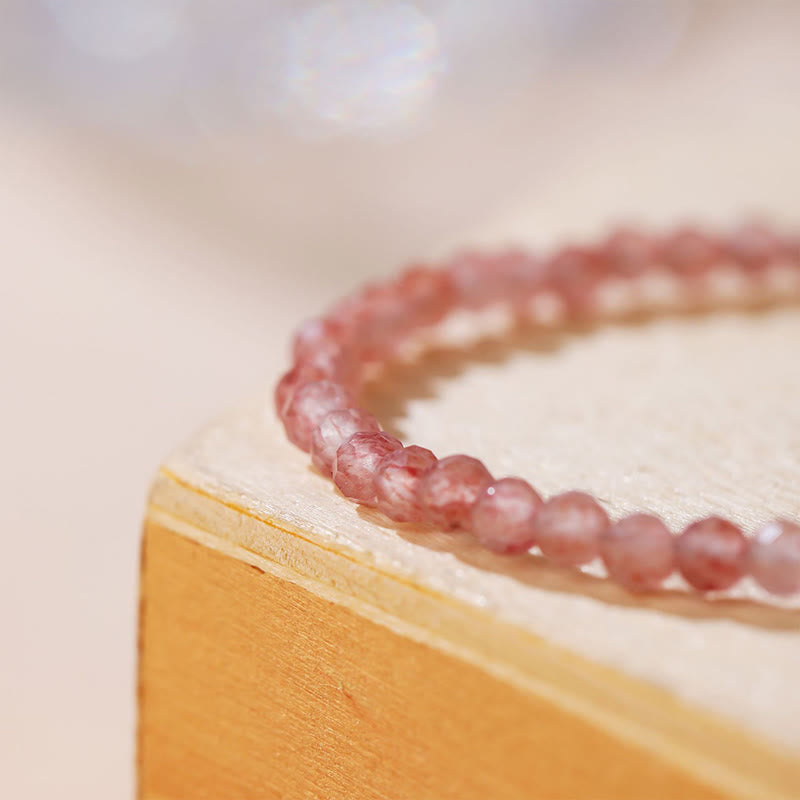 Buddha Stones Strawberry Quartz Prehnite Peridot Lazurite Pink Crystal Tourmaline Healing Chain Bracelet - image 2