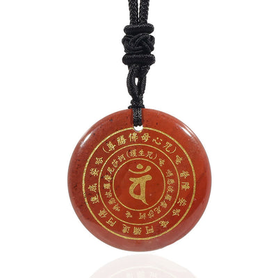 Foviel Vairocana Tathagata Sanskrit Mantra Various Crystal Black Obsidian Green Aventurine Strength Necklace Pendant