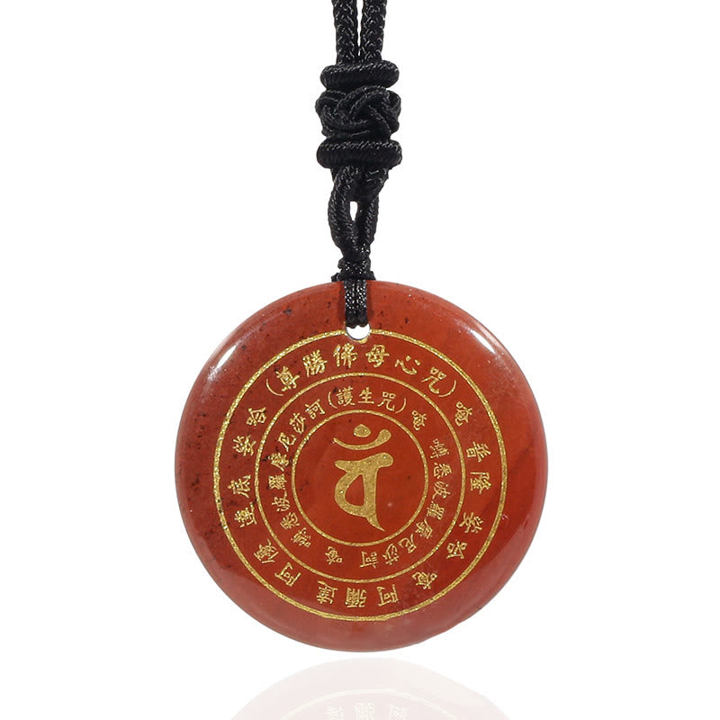 Foviel Vairocana Tathagata Sanskrit Mantra Various Crystal Black Obsidian Green Aventurine Strength Necklace Pendant